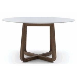 Riviera Maison Casone rundt spisebord i egetræ og marmor H78 x Ø140 cm - Brun/Hvid marmor