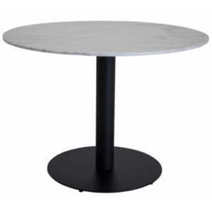 ESTELLE Rundt spisebord i stål og marmor H75 x Ø106 cm - Sort/Hvid marmor