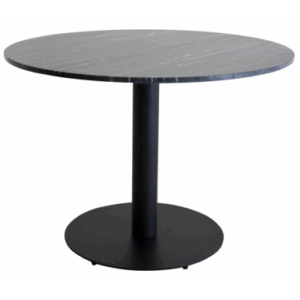 ESTELLE Rundt spisebord i stål og marmor H75 x Ø106 cm - Sort/Mørkegrå marmor