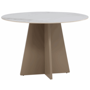 BOOT Rundt spisebord i mdf og keramisk sten H75 x Ø110 cm - Beige/Beige marmor