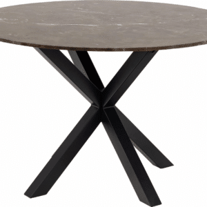 Rundt spisebord Signature Bellona Ø120 cm brun kejsermarmor med sort stålstel
