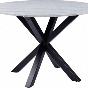 Rundt spisebord Signature Bellona hvid Guangxi marmor med mat sort stel Ø110 cm