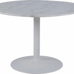 Signature Julessa rundt spisebord Ø110 cm - hvid Guangxi marmor, trompetstel i hvid pulverlakeret stål