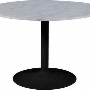 Spisebord Signature Julessa rund Ø110 cm hvid Guangxi marmorbord med mat sort trompetstel