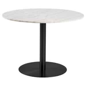 ACT NORDIC Corby spisebord, rund - hvid Guangxi marmor og sort metal (Ø105)
