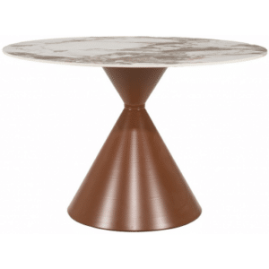 ROKA Rundt spisebord i metal og keramik Ø120 cm - Karamel/Brunhvid marmor