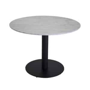 VENTURE DESIGN Estelle spisebord - hvid marmor og sort metal (Ø106)