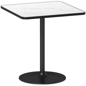 Spisebord, 70 x 70 cm firkantet køkkenbord til 4 personer med marmorlook til køkken hvidt