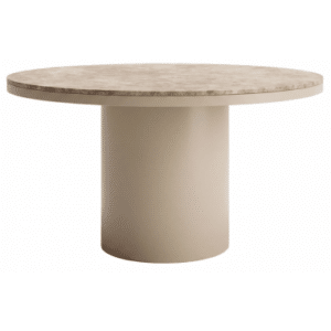 LUNARO Rundt spisebord i jern og marmor Ø140 cm - Beige/Beigebrun marmor