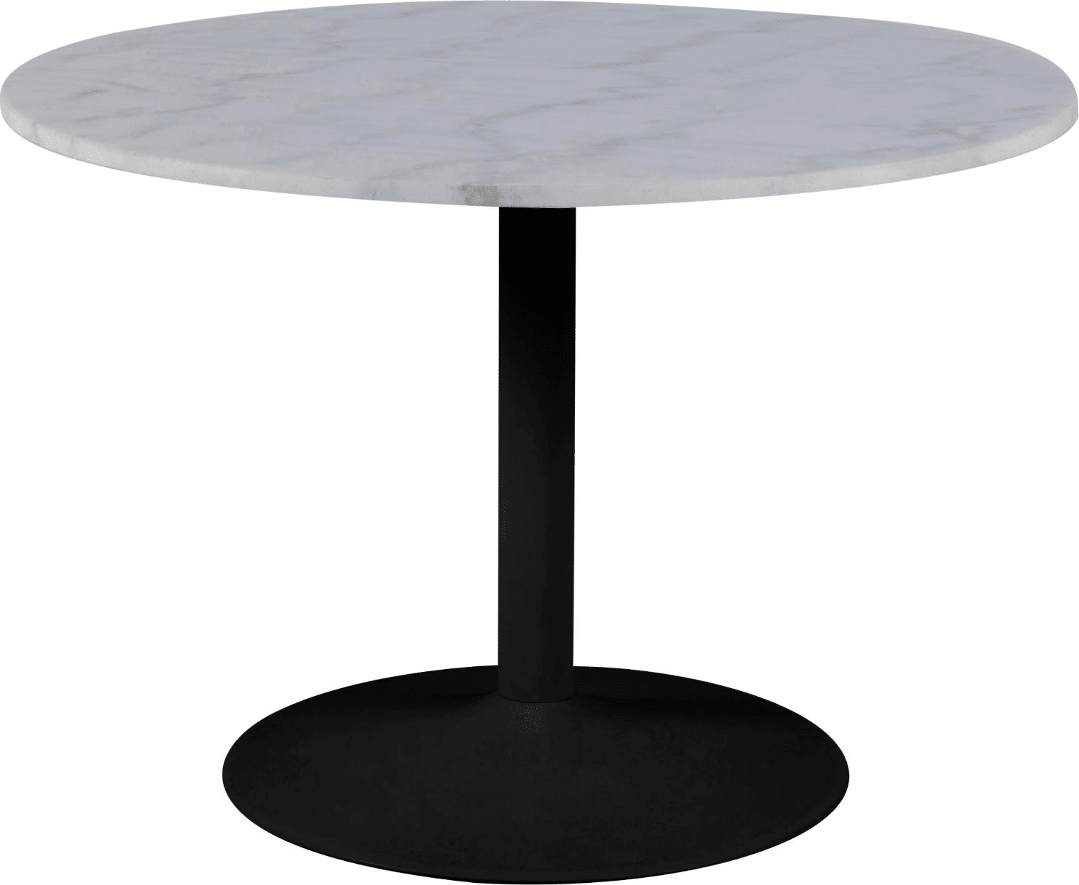 Spisebord Signature Julessa rund Ø110 cm hvid Guangxi marmorbord med mat sort trompetstel