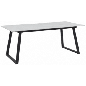 ESTELLE Spisebord i stål og sten H75 x B200 x D90 cm - Sort/Hvid marmor