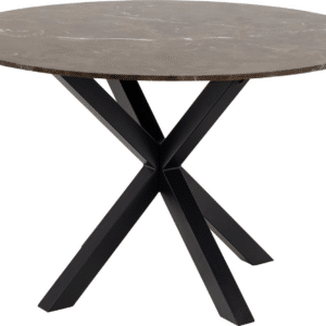 Rundt spisebord Signature Bellona Ø120 cm brun kejsermarmor med sort stålstel