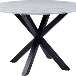 Rundt spisebord Signature Bellona hvid Guangxi marmor med mat sort stel Ø110 cm