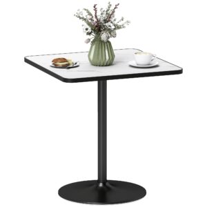 Spisebord, 70 x 70 cm firkantet køkkenbord til 4 personer med marmorlook til køkken hvidt